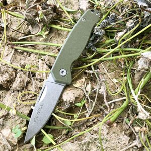 Small Keychain Thin Lightweight Pocket Knife for Kids, Men, Women Everyday Carry, Stainless Steel Blade G10 Handle Mini Pocket Folding Knife for Camping, Hunting, Survival, Outdoors (Green-B) …