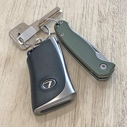 Small Keychain Thin Lightweight Pocket Knife for Kids, Men, Women Everyday Carry, Stainless Steel Blade G10 Handle Mini Pocket Folding Knife for Camping, Hunting, Survival, Outdoors (Green-B) …