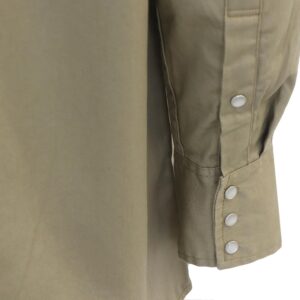 KONRECO FR Shirts for Men Long Sleeve Flame Resistant Pearl Snaps Cotton Men's Welding Shirts Khaki- Size L