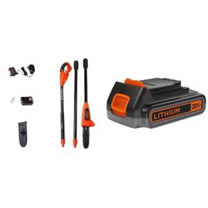 black+decker 20v max pole saw for tree trimming, cordless, with extension up to 14 ft, bare tool only (lpp120b)