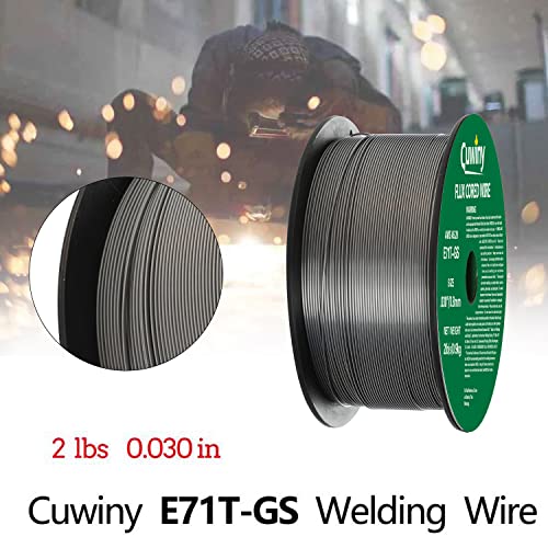 Cuwiny Flux Core Gasless Mig Wire, Mild Steel E71TGS.030-Diameter, 2-Pound Spool (0.030-Inch 2LB)