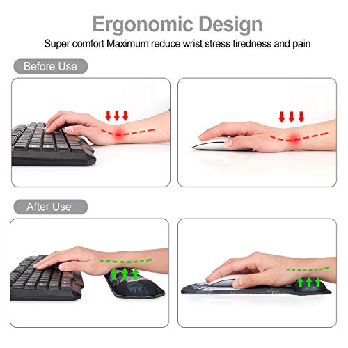 ToLuLu Keyboard Wrist Rest Pad Ergonomic Mouse Pad Set, Mouse Pad for Computer Laptop, Non Slip Mousepad Keyboard Wrist Support with Raised Memory Foam for Easy Typing Pain Relief, Cool World Map