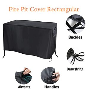 Aidetech Patio Fire Pit Cover Rectangular, 42Inch Firepit Cover Outdoor Waterproof Weatherproof Gas Firepit Table Cover (Rectangular: 42”L x 24”W x 24”H)