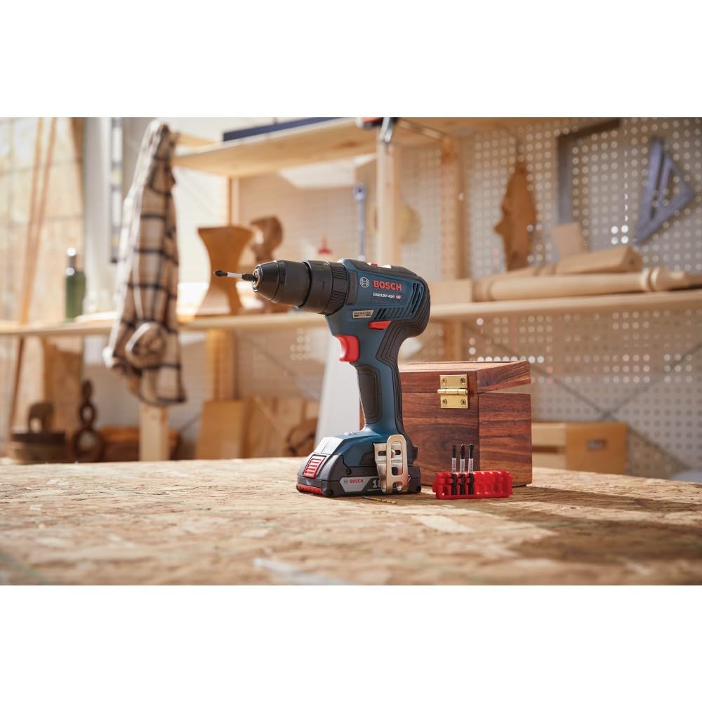 BOSCH GSB18V-490B12 18V EC Brushless 1/2 In. Hammer Drill/Driver Kit with (1) 2 Ah Standard Power Battery