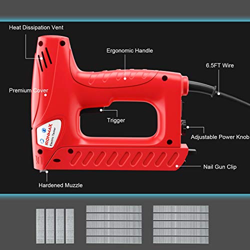 Goplus Electric Brad Nailer, Multi-Tacker Staple Nail Gun for Upholstery and Home Improvement, Includes 800pcs Staples and 200pcs Nails