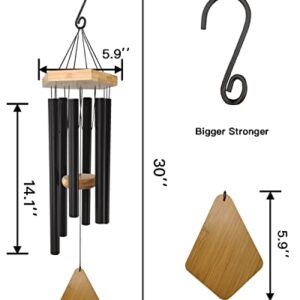 Howarmer Wind Chimes Outdoor Deep Tone, 30 Inches Wind Chimes Outdoor, Memorial Wind Chimes with Hook as Gifts for Mother's Day/Housewarming/Christmas, Patio, Garden, Yard, Home Decor. Black