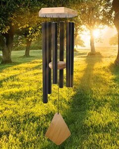 howarmer wind chimes outdoor deep tone, 30 inches wind chimes outdoor, memorial wind chimes with hook as gifts for mother's day/housewarming/christmas, patio, garden, yard, home decor. black