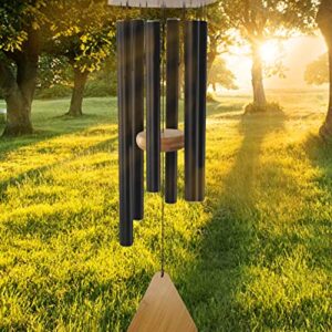 Howarmer Wind Chimes Outdoor Deep Tone, 30 Inches Wind Chimes Outdoor, Memorial Wind Chimes with Hook as Gifts for Mother's Day/Housewarming/Christmas, Patio, Garden, Yard, Home Decor. Black