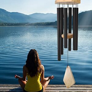 Howarmer Wind Chimes Outdoor Deep Tone, 30 Inches Wind Chimes Outdoor, Memorial Wind Chimes with Hook as Gifts for Mother's Day/Housewarming/Christmas, Patio, Garden, Yard, Home Decor. Black