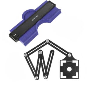workpro 10" and 6-sided angle measuring tool combo kit, plastic shape contour gauge duplicator, aluminum alloy multi angle measuring ruler