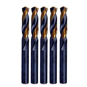 maxtool 3/16" 5pcs identical screw machine drills hss m2 twist stub drill bits black & bronze fully ground straight shank short drills; smf02h10r12p5