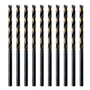maxtool 1/64" 10pcs identical jobber length drills hss m2 twist drill bits fully ground black & bronze straight shank drills; jbf02h10r01p10