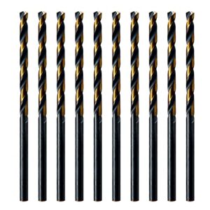 MAXTOOL 1/64" 10pcs Identical Jobber Length Drills HSS M2 Twist Drill Bits Fully Ground Black & Bronze Straight Shank Drills; JBF02H10R01P10