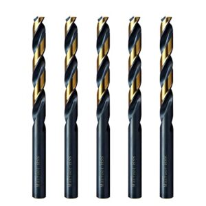 maxtool 6.7mm 5pcs identical jobber length drills hss m2 twist drill bits metric fully ground black & bronze straight shank drills; jbm02h10r067p5