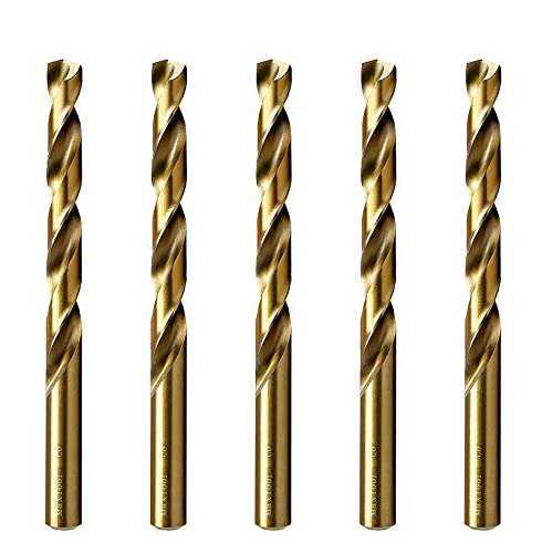 MAXTOOL 13/64" 5pcs Identical Jobber Length Drills HSS M35 Twist Drill Bits 5% Cobalt Fully Ground Golden Straight Shank Drills; JBF35G10R13P5