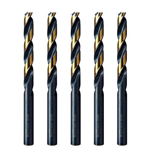 MAXTOOL 15/64" 5pcs Identical Jobber Length Drills HSS M2 Twist Drill Bits Fully Ground Black & Bronze Straight Shank Drills; JBF02H10R15P5