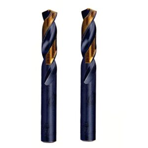 maxtool 31/64" 2pcs identical screw machine drills hss m2 twist stub drill bits black & bronze fully ground straight shank short drills; smf02h10r31p2