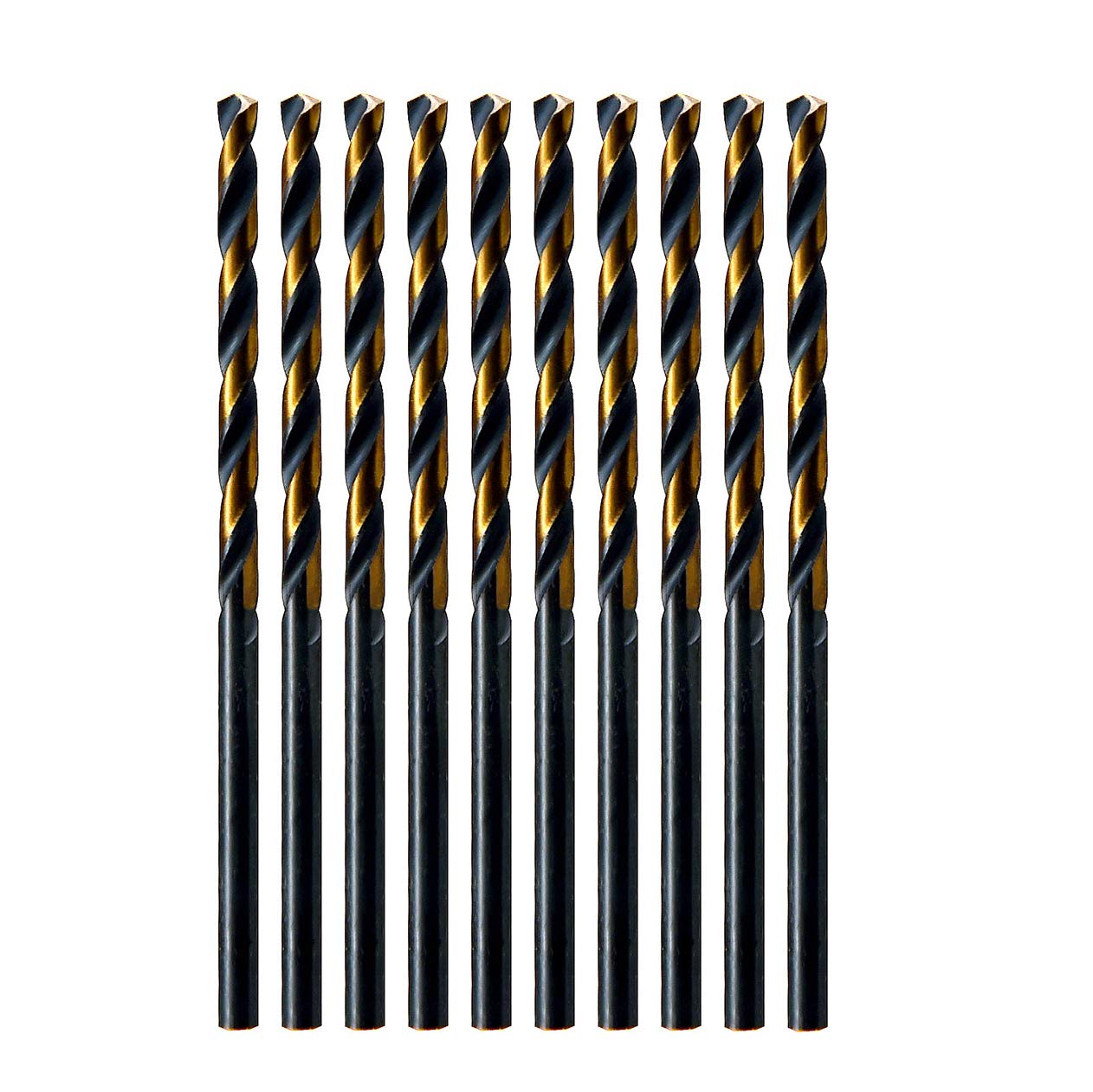 MAXTOOL 5/64" 10pcs Identical Jobber Length Drills HSS M2 Twist Drill Bits Fully Ground Black & Bronze Straight Shank Drills; JBF02H10R05P10