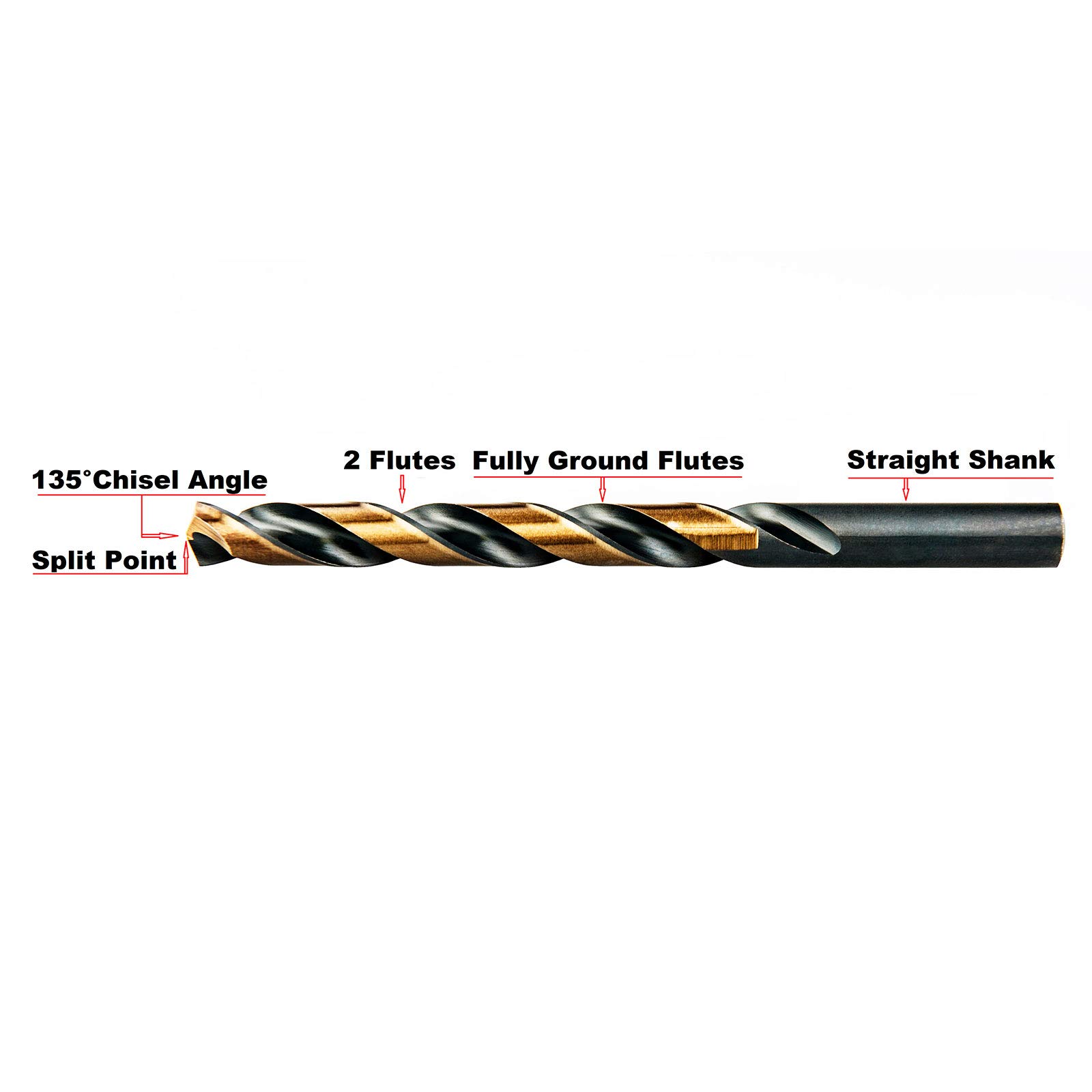 MAXTOOL 5/64" 10pcs Identical Jobber Length Drills HSS M2 Twist Drill Bits Fully Ground Black & Bronze Straight Shank Drills; JBF02H10R05P10