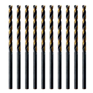 maxtool 1/32" 10pcs identical jobber length drills hss m2 twist drill bits fully ground black & bronze straight shank drills; jbf02h10r02p10