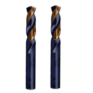 maxtool 25/64" 2pcs identical screw machine drills hss m2 twist stub drill bits black & bronze fully ground straight shank short drills; smf02h10r25p2