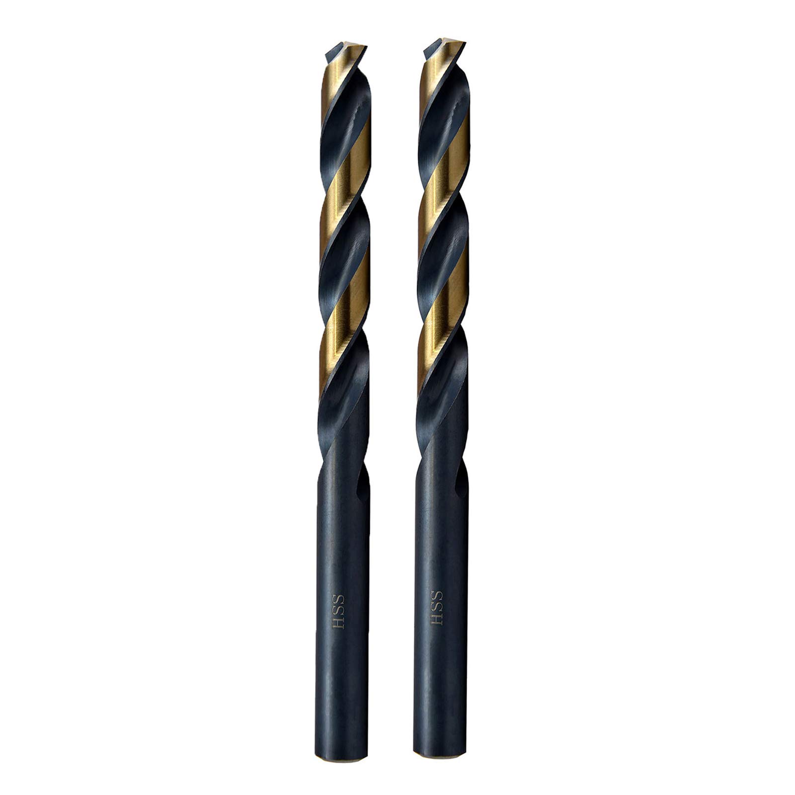 MAXTOOL 10.3mm 2pcs Identical Jobber Length Drills HSS M2 Twist Drill Bits Metric Fully Ground Black & Bronze Straight Shank Drills; JBM02H10R103P2