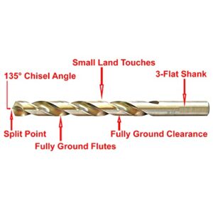 MAXTOOL 23/64" 2pcs Identical Jobber Length Drills HSS M2 Twist Drill Bits Fully Ground Bright 3-Flat Straight Shank Drills; JBF02W13R23P2