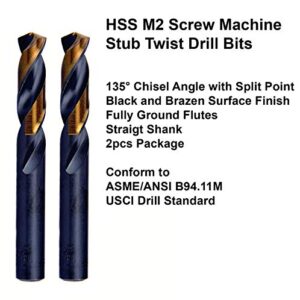 MAXTOOL 27/64" 2pcs Identical Screw Machine Drills HSS M2 Twist Stub Drill Bits Black & Bronze Fully Ground Straight Shank Short Drills; SMF02H10R27P2