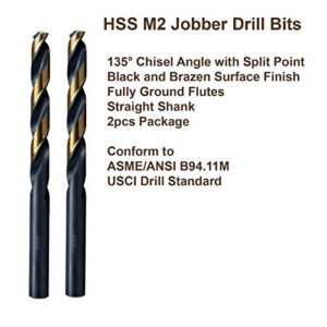 MAXTOOL No.20 2pcs Identical Jobber Length Drills Dia 0.161" HSS M2 Twist Drill Bits Wire Gauge Gage Numbered Straight Shank Drills; JBN02H10R20P2