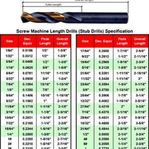 MAXTOOL 11/32" 2pcs Identical Screw Machine Drills HSS M2 Twist Stub Drill Bits Black & Bronze Fully Ground Straight Shank Short Drills; SMF02H10R22P2