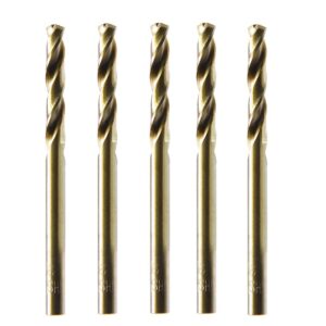 maxtool 7/64" 5pcs identical screw machine drills hss m42 cobalt twist stub drill bits fully ground golden straight shank short drills; smf42g10r07p5