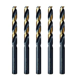 maxtool 3/16" 5pcs identical jobber length drills hss m2 twist drill bits fully ground black & bronze straight shank drills; jbf02h10r12p5