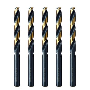 MAXTOOL 7/32" 5pcs Identical Jobber Length Drills HSS M2 Twist Drill Bits Fully Ground Black & Bronze Straight Shank Drills; JBF02H10R14P5