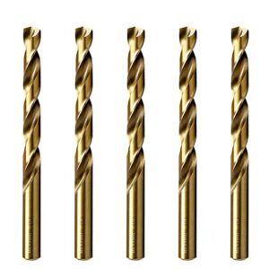 MAXTOOL 17/64" 5pcs Identical Jobber Length Drills HSS M35 Twist Drill Bits 5% Cobalt Fully Ground Golden Straight Shank Drills; JBF35G10R17P5