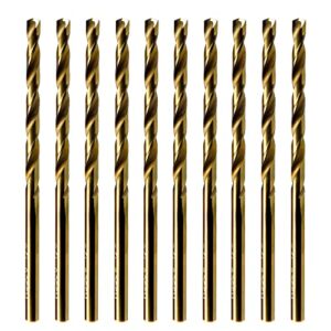 maxtool no.40 10pcs identical jobber length drills 0.098" hss m35 cobalt twist drill bits wire gauge numbered golden straight drills; jbn35g10r40p10