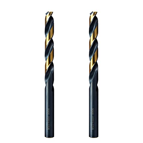 MAXTOOL Letter T 2pcs Identical Jobber Length Drills Dia 0.358" HSS M2 Twist Drill Bits Fully Ground Black-Bronze Straight Shank Drills; JBL02H10RTP2