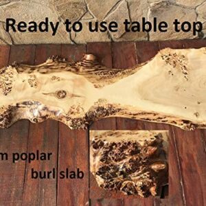 Table top from poplar burl slab, live edge table top, poplar burl, slab burl