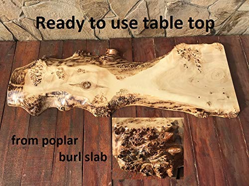 Table top from poplar burl slab, live edge table top, poplar burl, slab burl