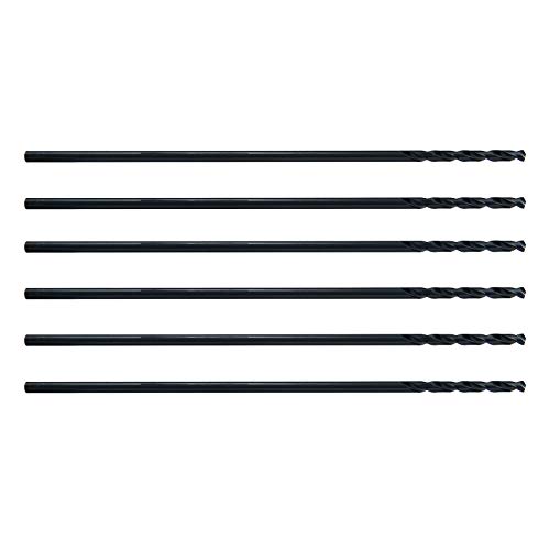 MAXTOOL 3/32"x12" 6pcs Identical Aircraft Extension Drills HSS M2 Extra Long Deep Twist Drill Bits Straight Shank Fully Ground Black; ACF02B12R06P6