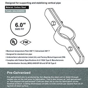 Highcraft DMST-H06 Riser Clamp Vertical Pipe Hanger for Copper, Iron, CPVC, PEX 6 in. Galvanized Steel