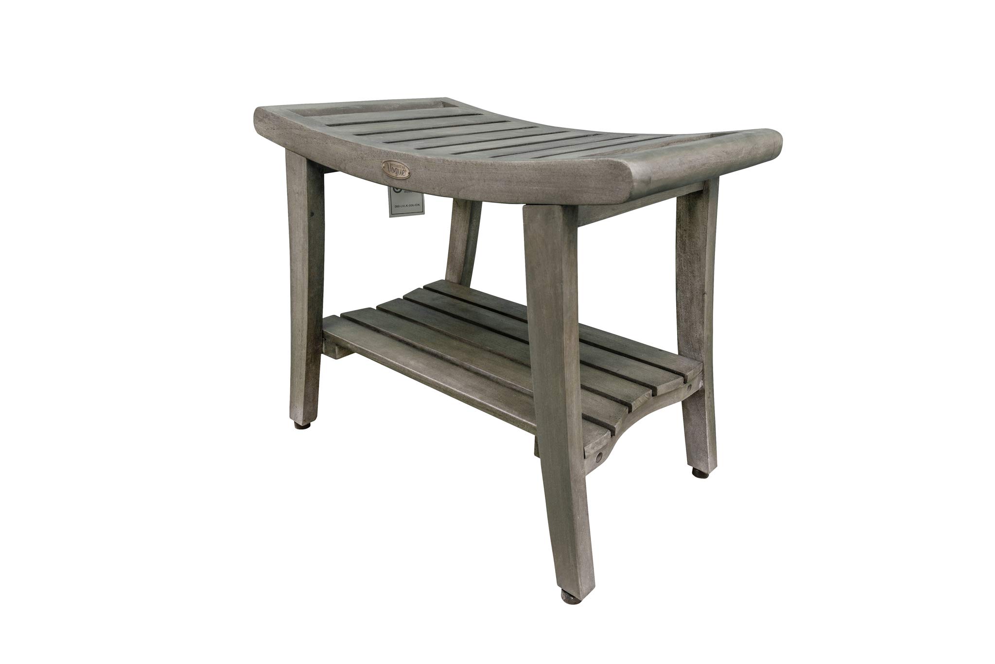 24 Inch, Gray, Teak Shower Bench, Teak Shower Stool, Teak Bench Shower, Teak Shower Seat, Teak Wood Shower Bench, Teak Shower Bench for Inside Shower, Teak Shower Chair