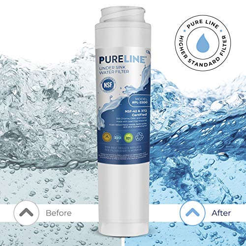 Pureline FQSLF Under Sink Water Filter Replacement. Compatible with GE FQSLF, FQROPF, GXSV65R, GXSLQR, PXRQ15RBL, PXRQ15F, PNRQ15F, PNRQ20F, PNRQ20R and PNRQ21R - Reduces Bad Taste & Odor (3 Pack)