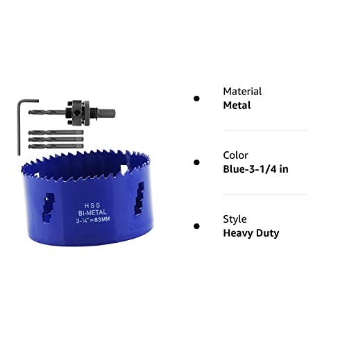 LANIAKEA 3-1/4-Inch Bi-Metal Hole Saw 83MM M42 Annular Hole Cutter HSS Variable Tooth Pitch Holesaw Set with Arbor Blue for Home DIYer