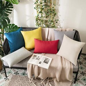 MIULEE Christmas Pack of 2 Decorative Outdoor Solid Waterproof Throw Pillow Covers Linen Garden Farmhouse Cushion Cases for Patio Tent Balcony Couch Sofa 12x20 inch Red