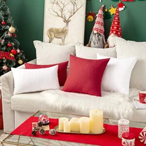 MIULEE Christmas Pack of 2 Decorative Outdoor Solid Waterproof Throw Pillow Covers Linen Garden Farmhouse Cushion Cases for Patio Tent Balcony Couch Sofa 12x20 inch Red