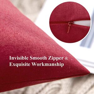 MIULEE Christmas Pack of 2 Decorative Outdoor Solid Waterproof Throw Pillow Covers Linen Garden Farmhouse Cushion Cases for Patio Tent Balcony Couch Sofa 12x20 inch Red