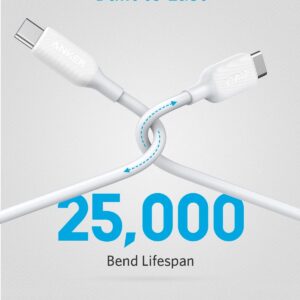 Anker 60W, Powerline III USB-C to USB-C Cable 2.0, USB C Charger Cable 1ft for MacBook Pro 2020, iPad Pro 2020, Switch, Samsung Galaxy S20 Plus S9 S8 Plus, Pixel, and More (White)