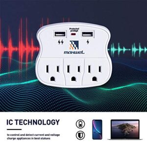 Wall Outlet Extender Surge Protector - 490 Joules Surge Protection Multi Plug Outlet Expander with 3 Outlets 2 USB Charger Ports Wall Mount Adapters ETL Listed for Home/School/Office Use…