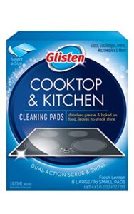 glisten gc0608t cooktop & kitchen cleaning, 8 large/16 small pads, white