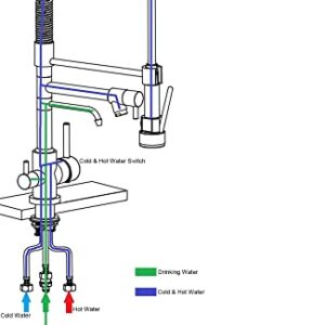 Delle Rosa Kitchen Faucet, 3 Way Drinking Water Faucet, 3 in 1 Water Purifier Faucets, High Arc and Dual Handles Commercial Kitchen Faucet Brushed Gold